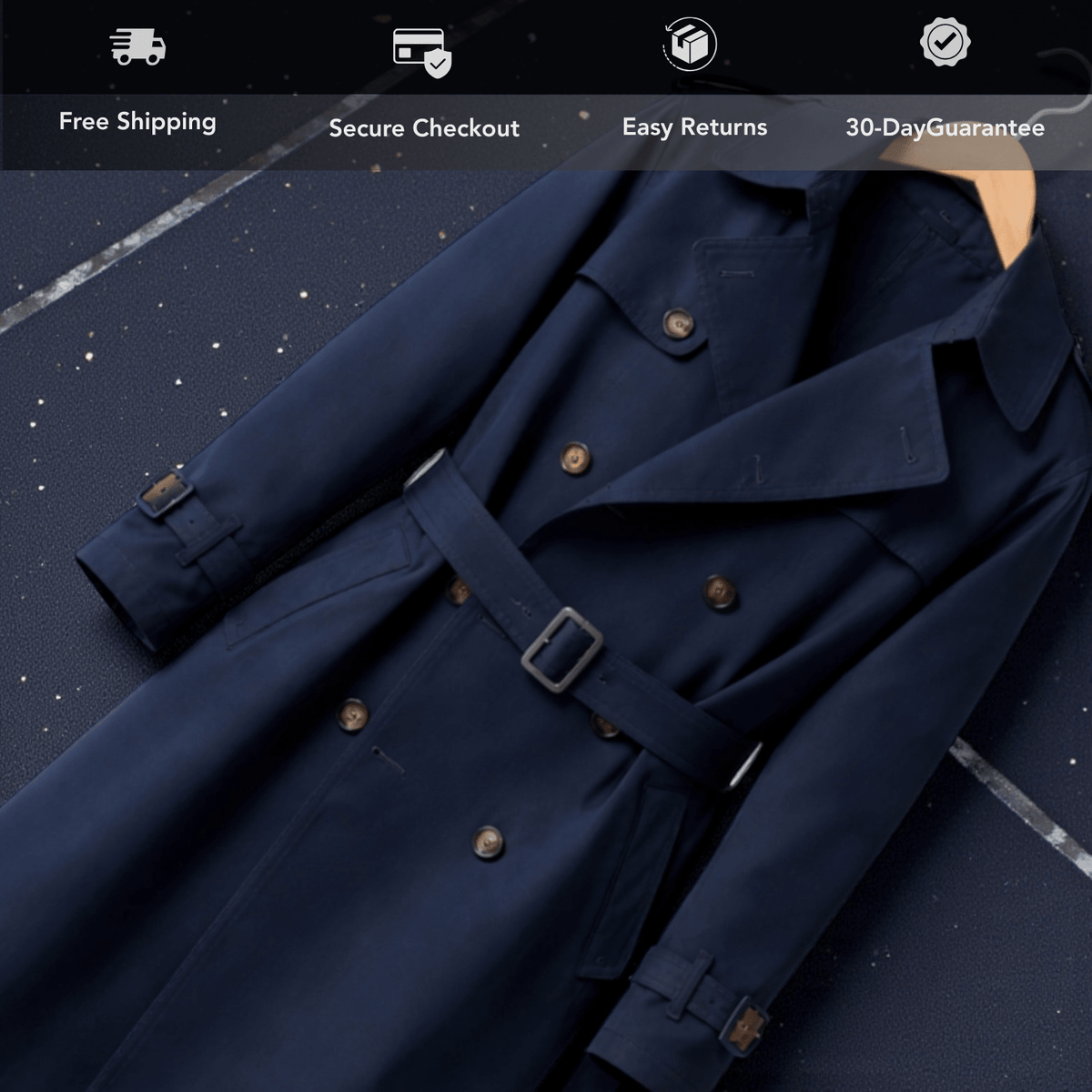 Men's Double-Breasted Belted Trench Coat