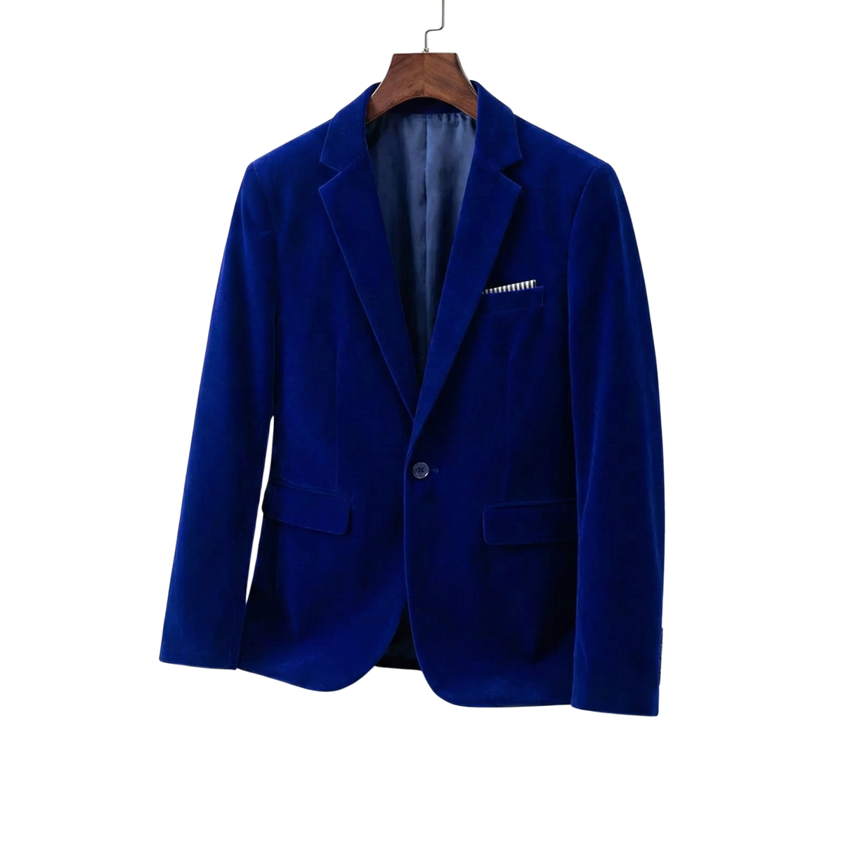 Men's Velvet Blazer – Single Button, Slim Fit