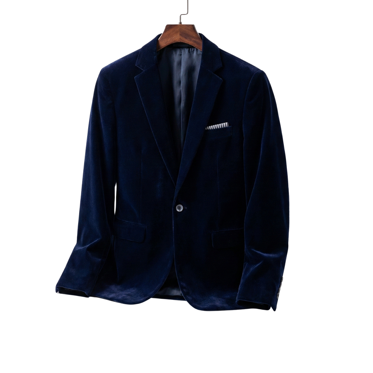 Men's Velvet Blazer – Single Button, Slim Fit