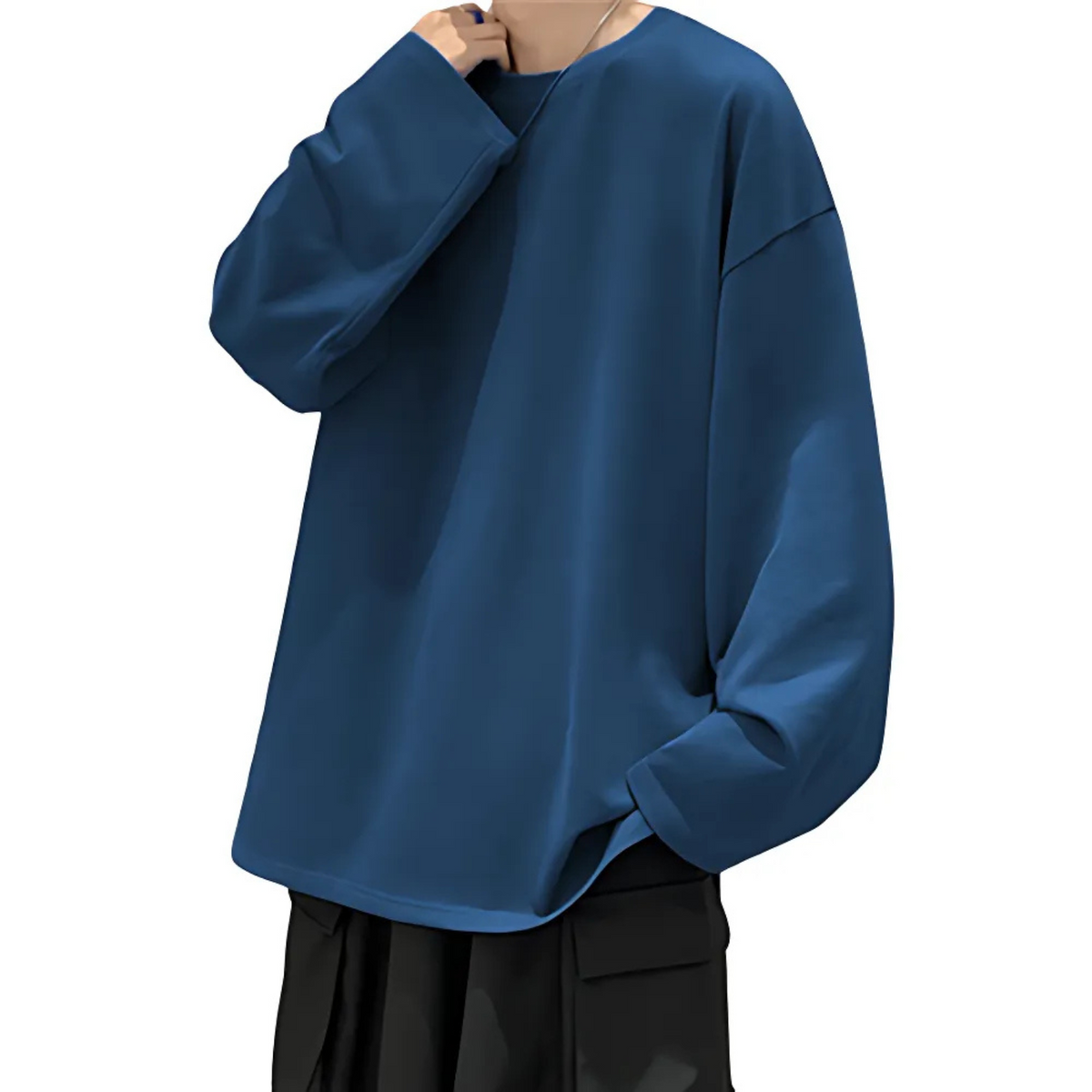 Men's Oversized Long-Sleeve Cotton T-Shirt