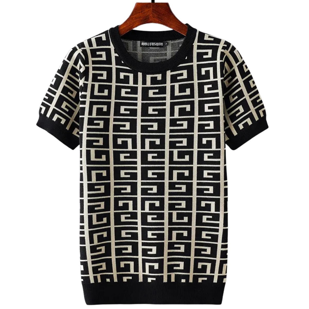 Men's Geometric Knit Short Sleeve Pullover