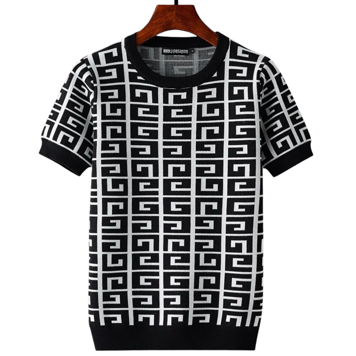 Men's Geometric Knit Short Sleeve Pullover