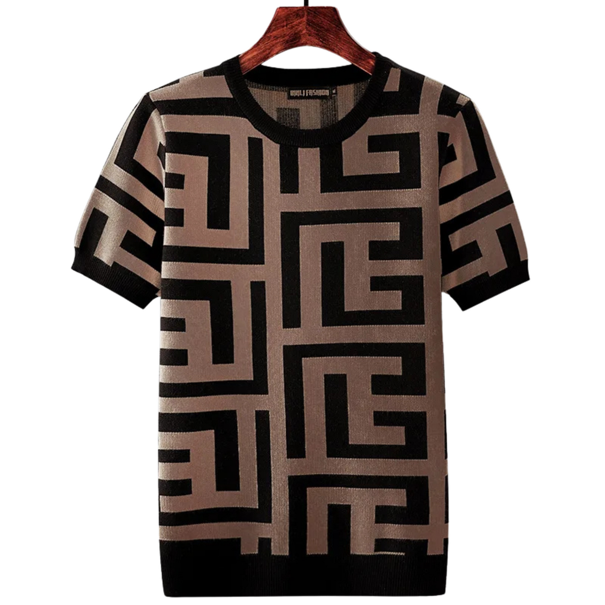 Men's Geometric Knit Short Sleeve Pullover