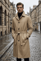 Men's Slim-Fit Windbreaker Long Coat