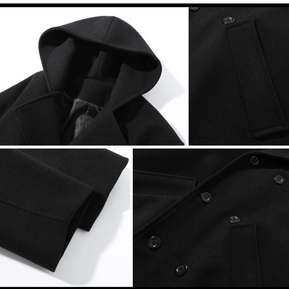Men's Hooded Double-Breasted Trench Coat