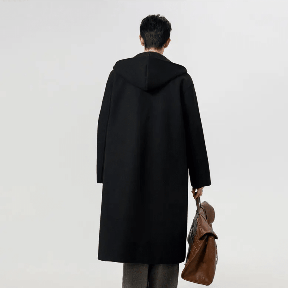 Men's Hooded Double-Breasted Trench Coat