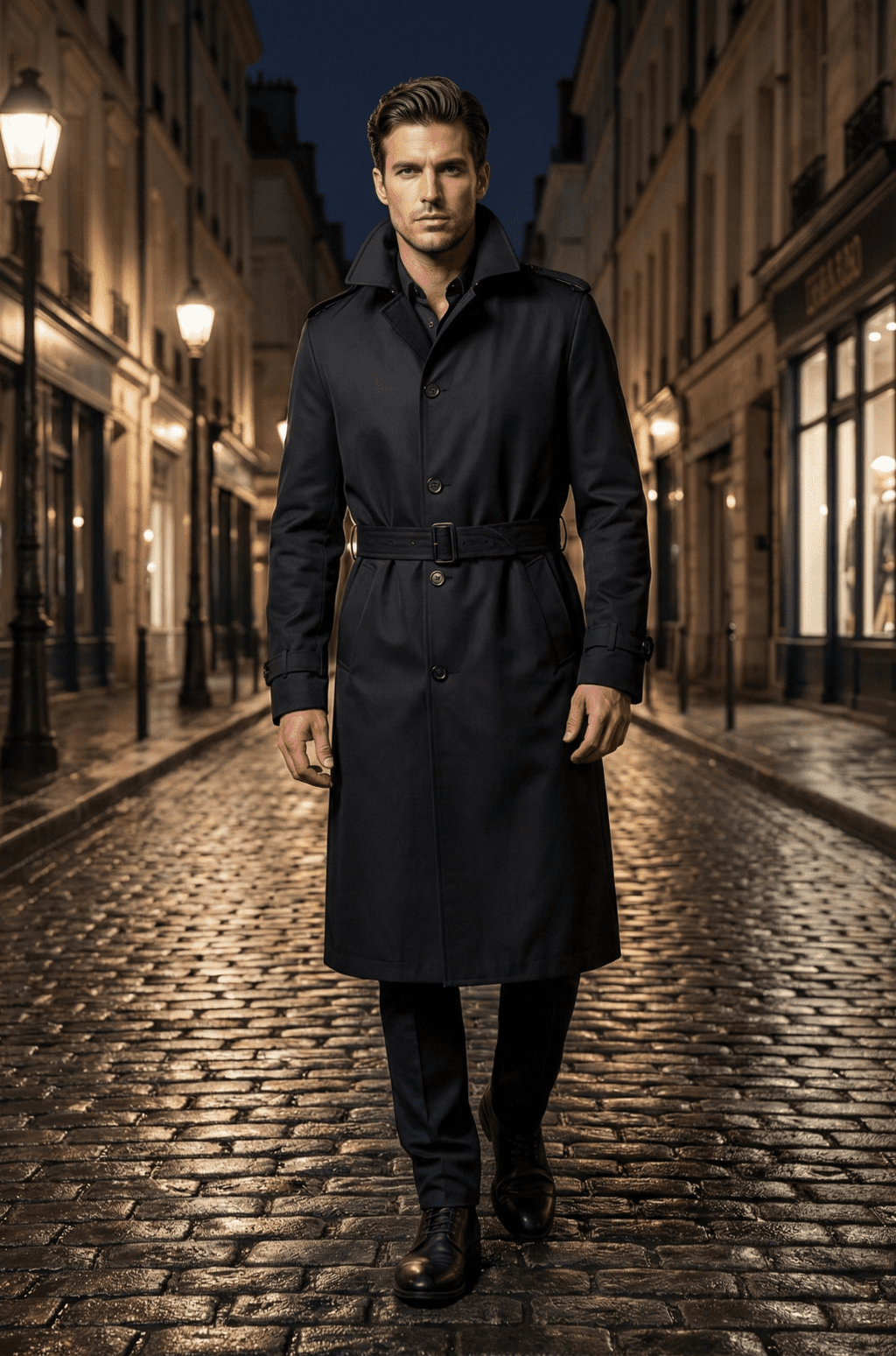 Men's Slim-Fit Windbreaker Long Coat