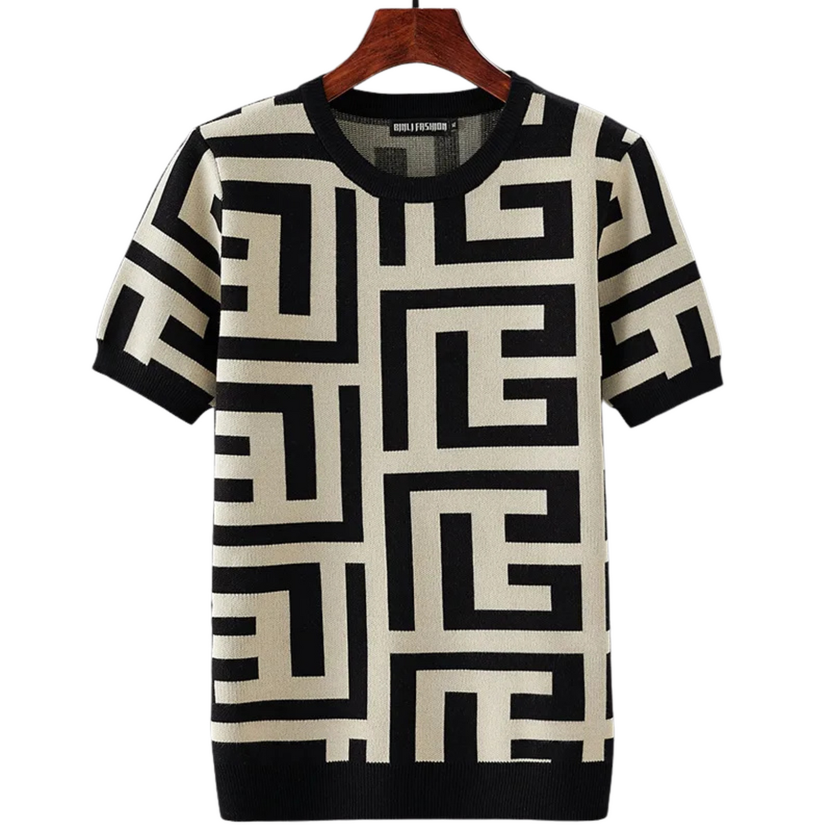 Men's Geometric Knit Short Sleeve Pullover