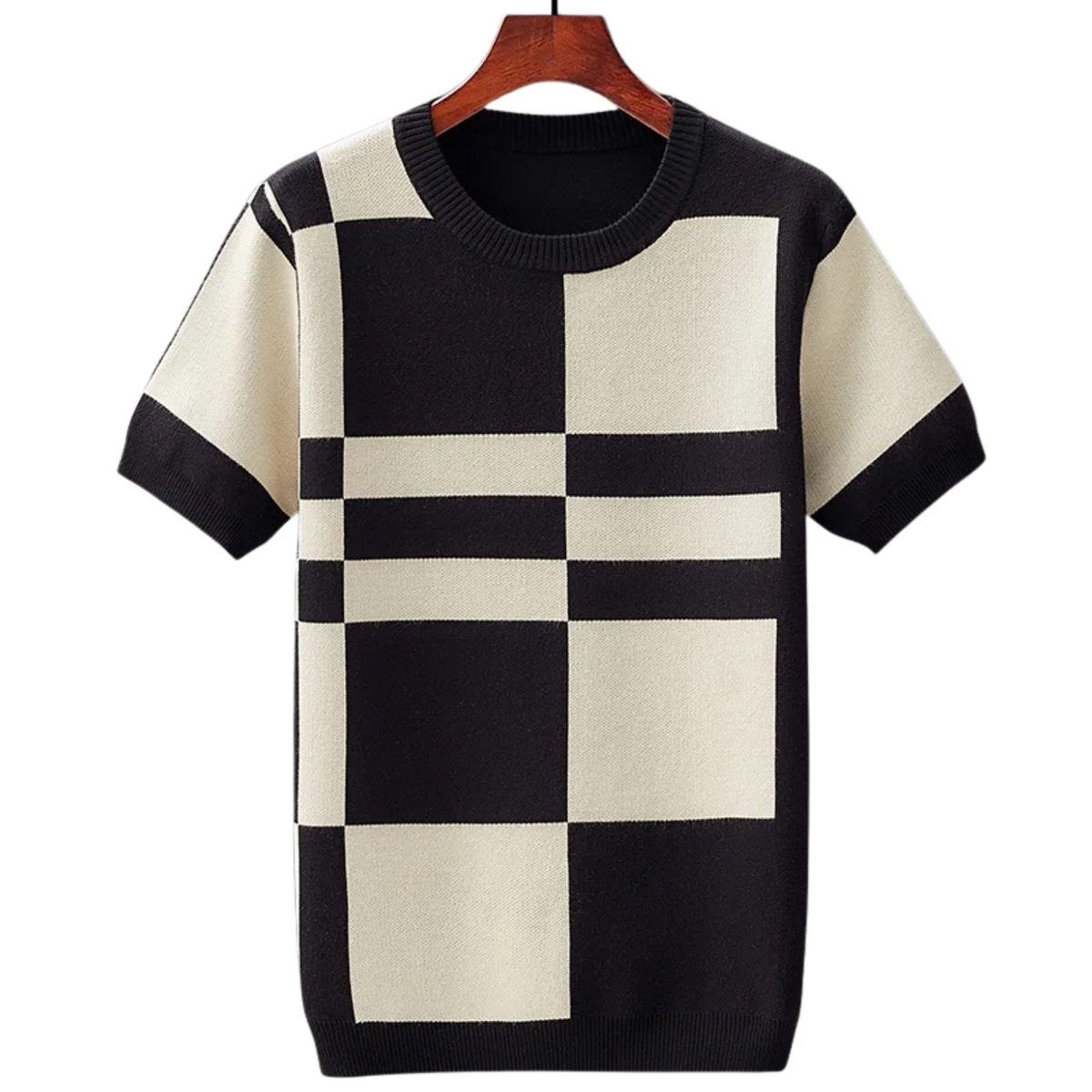 Men's Geometric Knit Short Sleeve Pullover