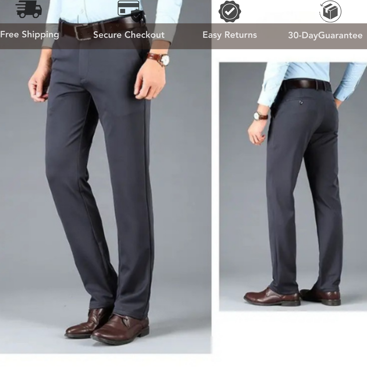Men's Formal Stretch Fabric Trousers – Big & Tall Fit