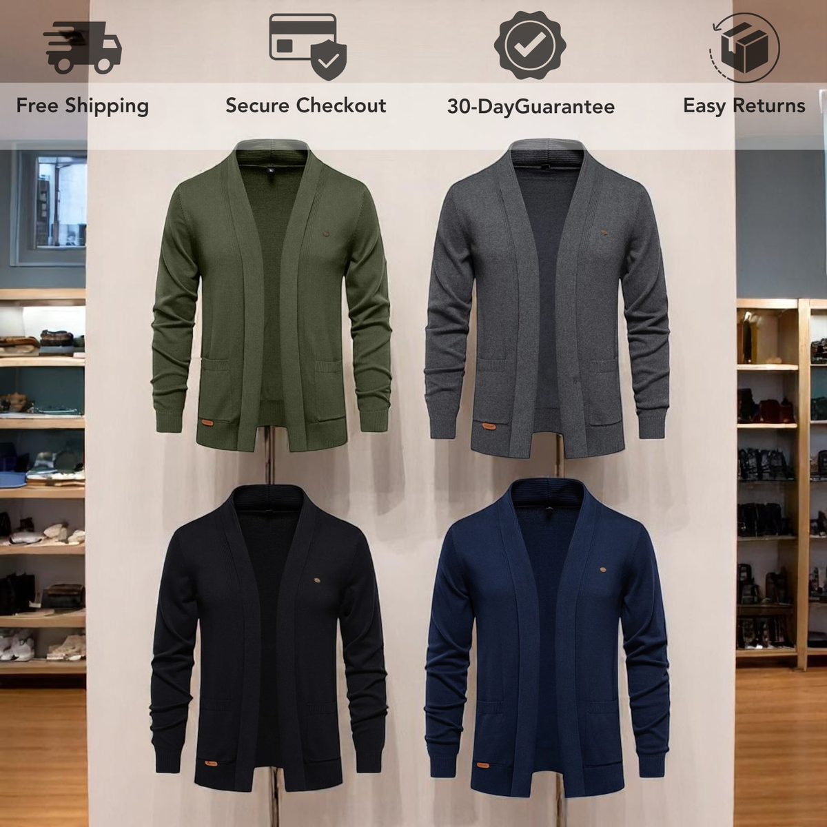 Men's Cotton Turtleneck Pullover Sweater
