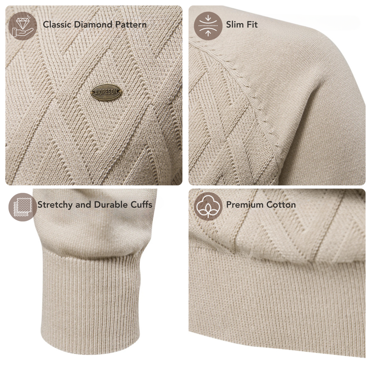 Men's Argyle Crew Neck Knit Sweater