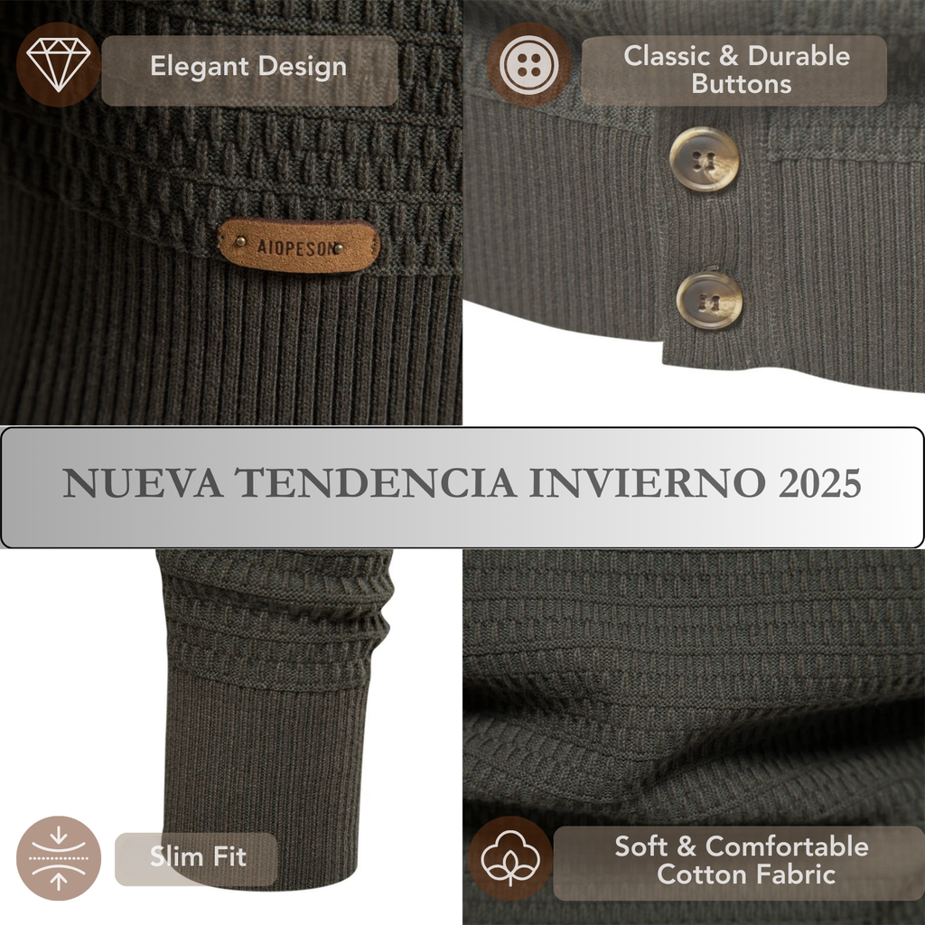 Men's Mock Neck Button Cardigan