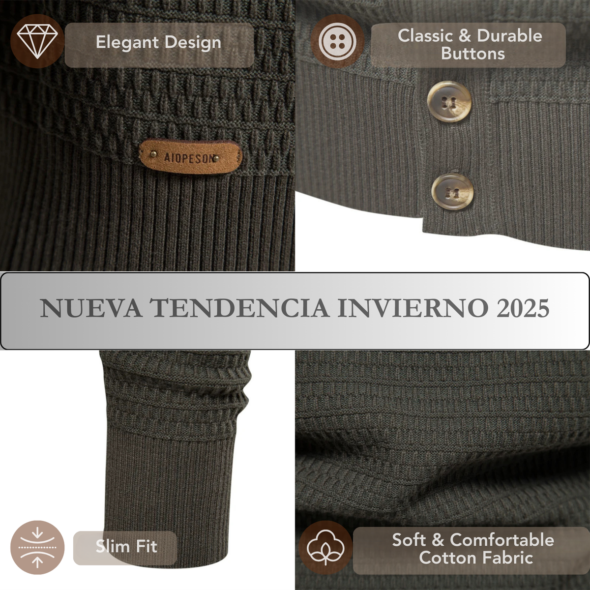 Men's Mock Neck Button Cardigan