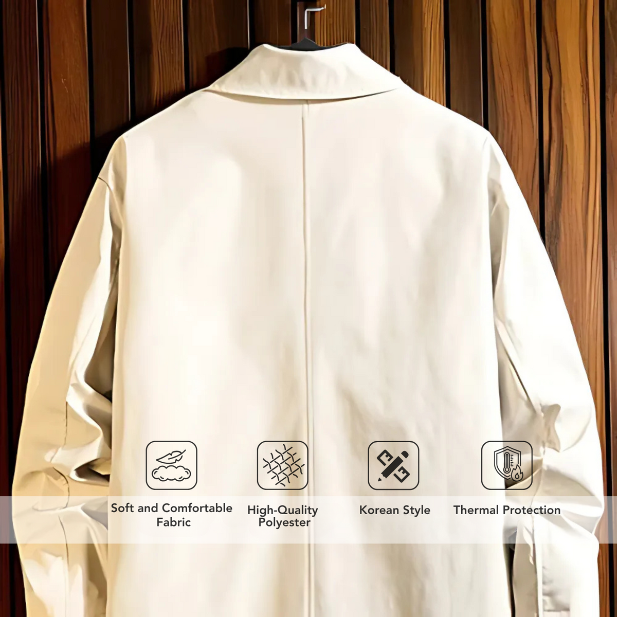 Men's Oversized Trench Coat – Relaxed Fit, Single-Breasted