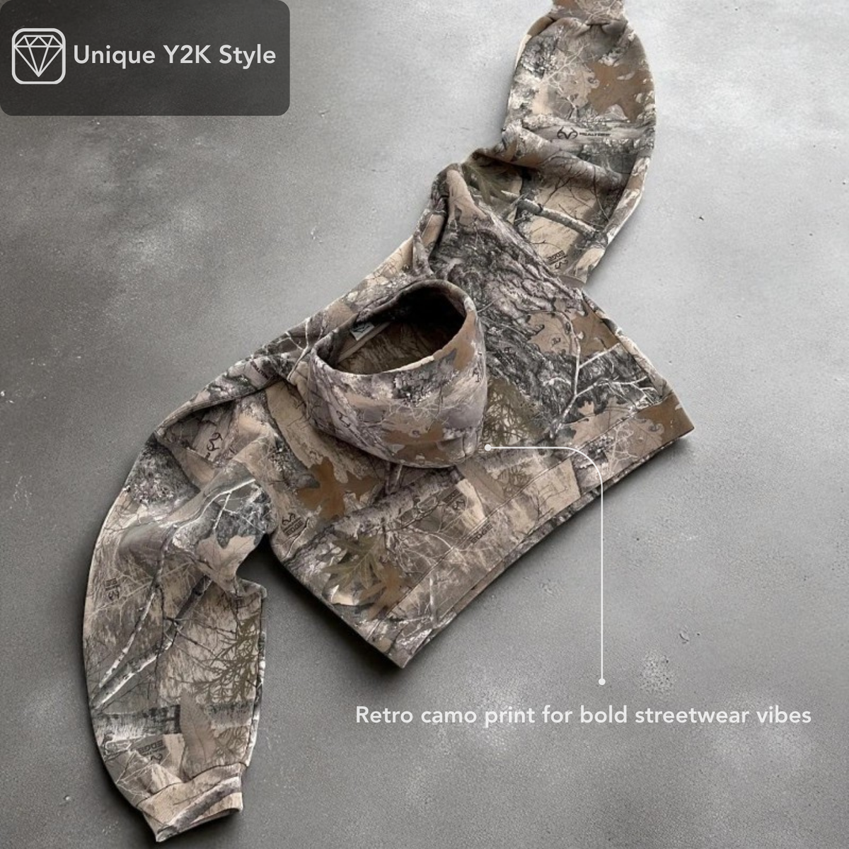 Oversized Camo Pullover Hoodie