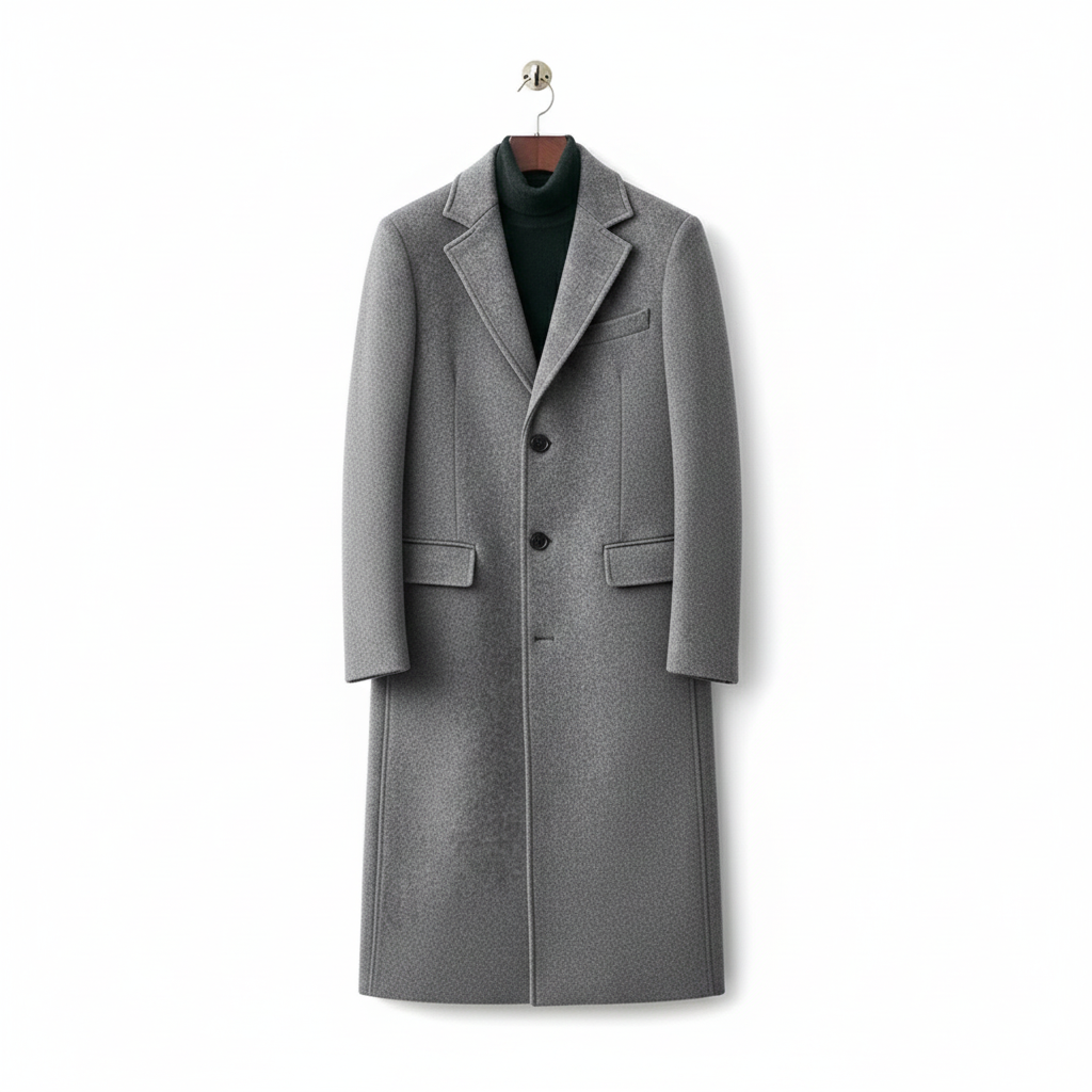 Men's Slim-Fit Long Winter Coat with Fur Collar