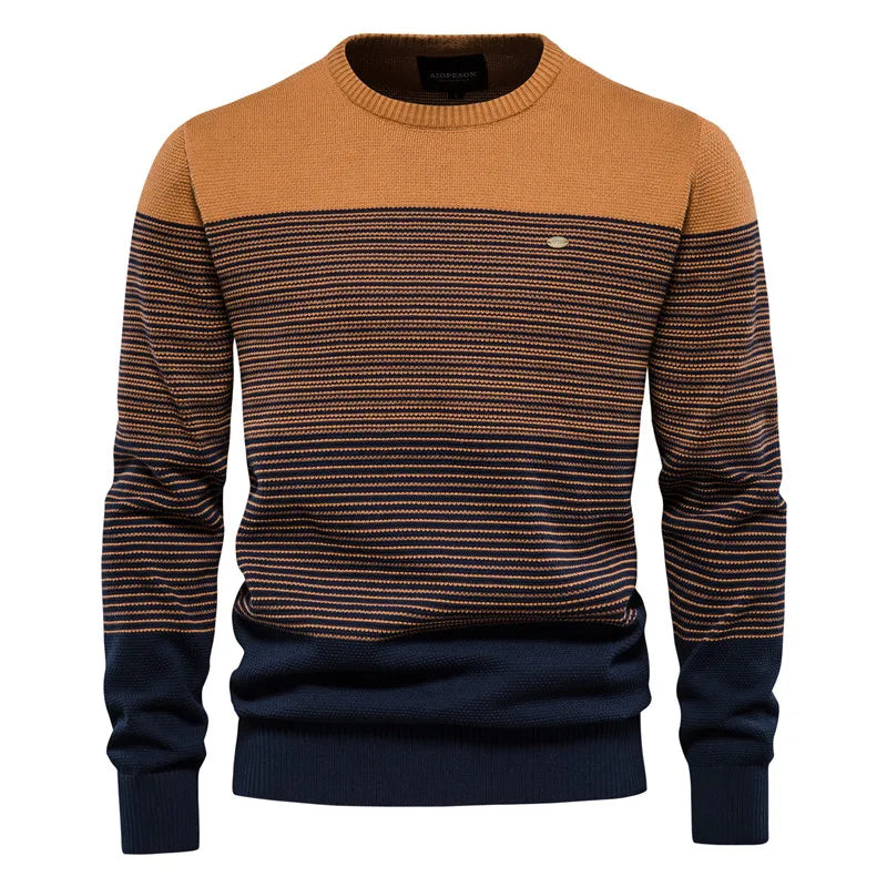Men's Patchwork Crew Neck Knit Sweater