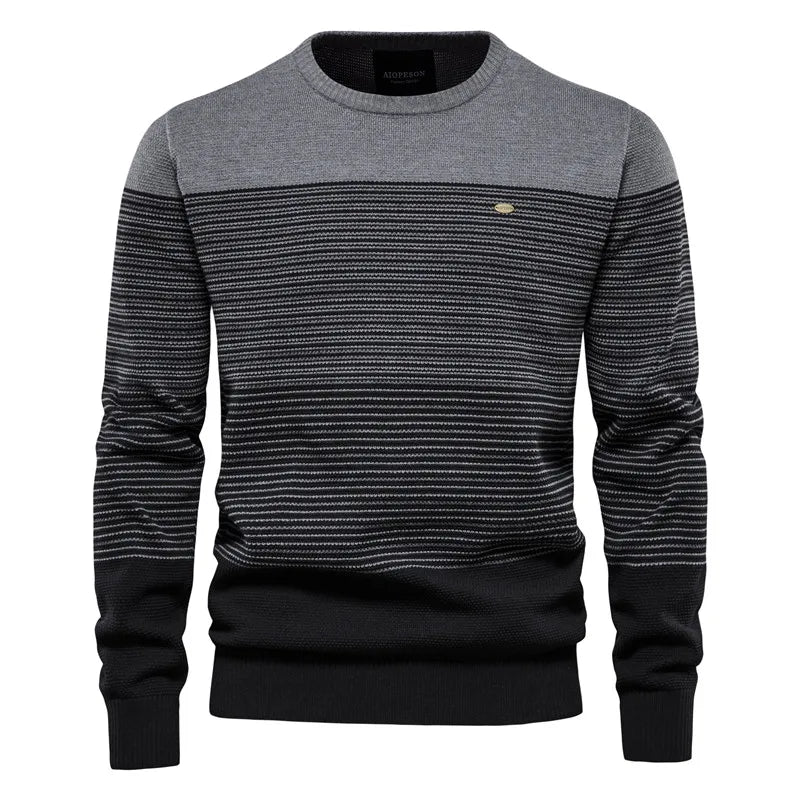 Men's Patchwork Crew Neck Knit Sweater