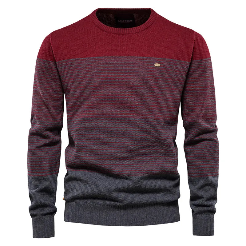 Men's Patchwork Crew Neck Knit Sweater