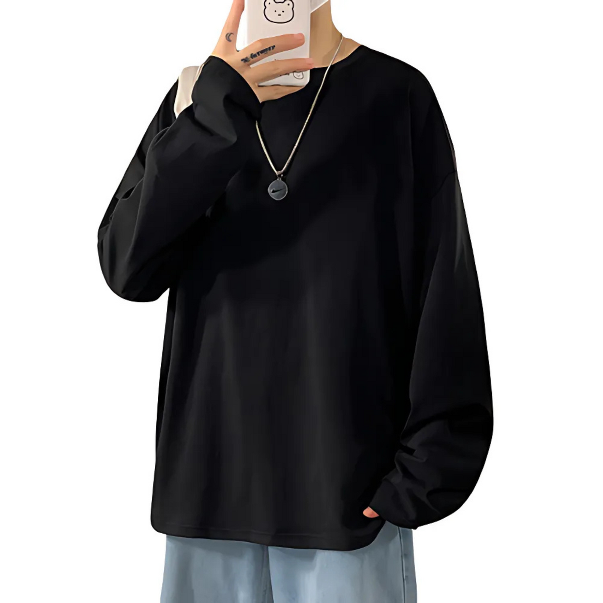 Men's Oversized Long-Sleeve Cotton T-Shirt