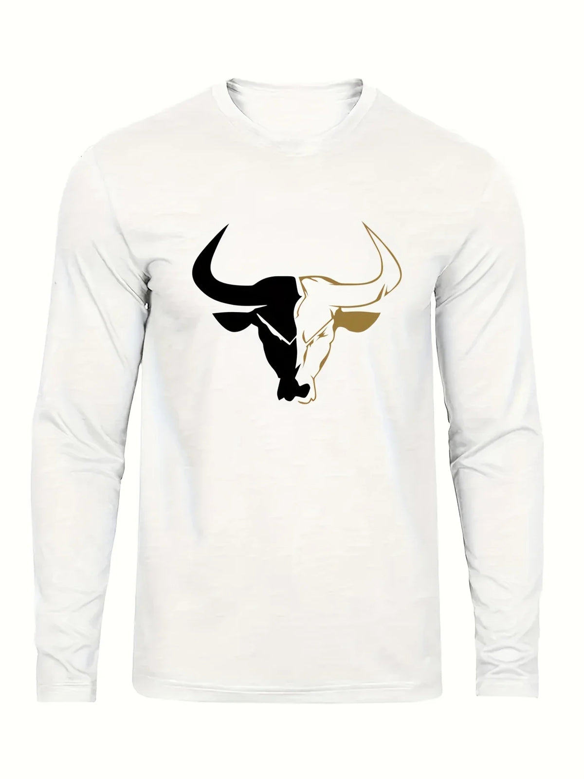 Men's Plus Size Long-Sleeve Cotton T-Shirt with Graphic Print