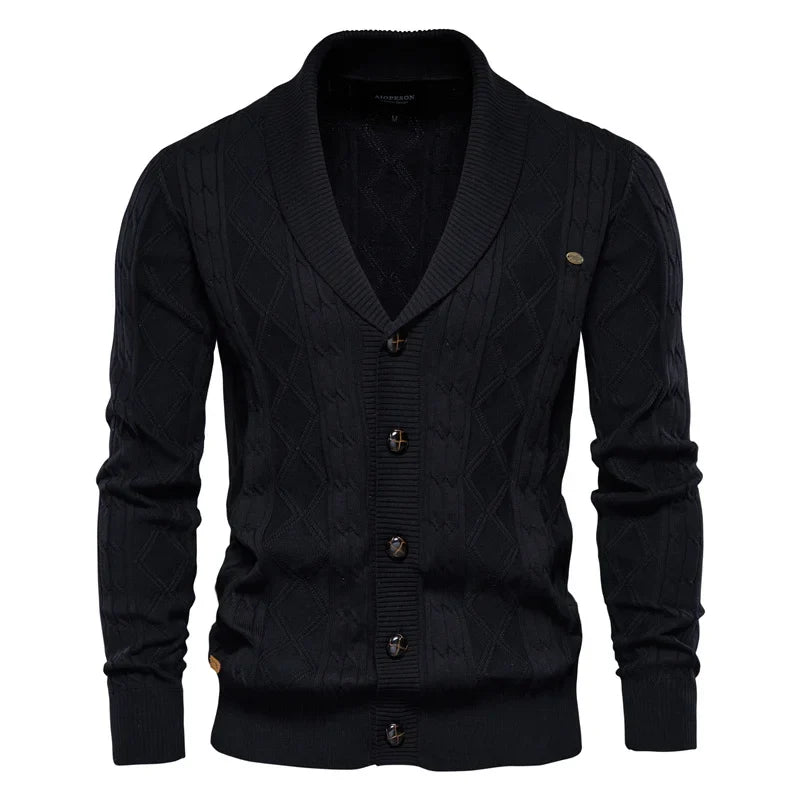 Men's Argyle V-Neck Button Cardigan