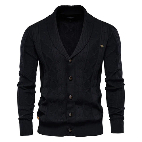 Men's Argyle V-Neck Button Cardigan