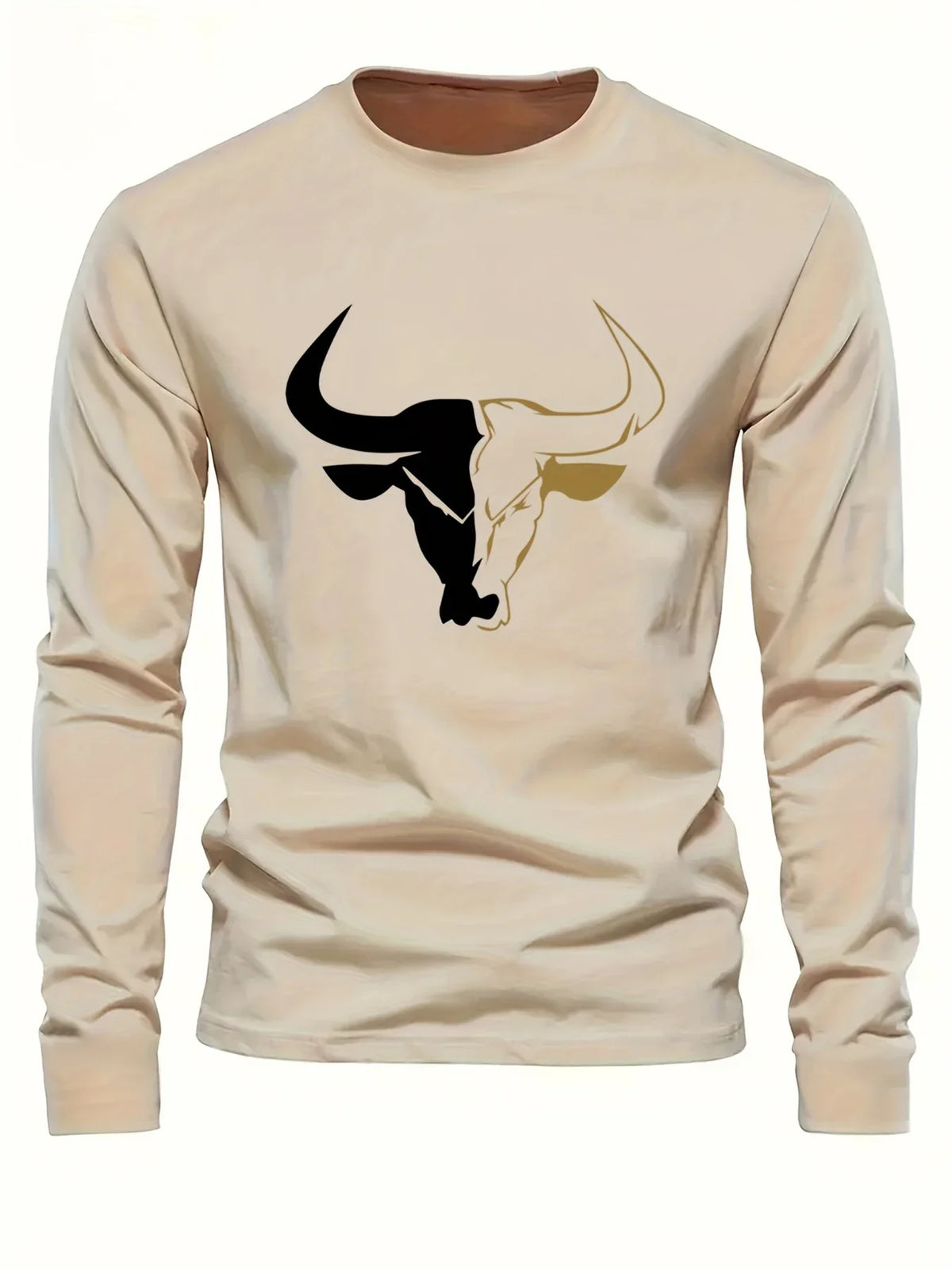 Men's Plus Size Long-Sleeve Cotton T-Shirt with Graphic Print
