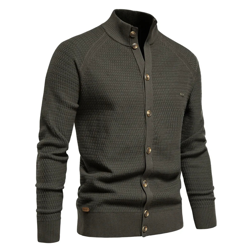 Men's Mock Neck Button Cardigan