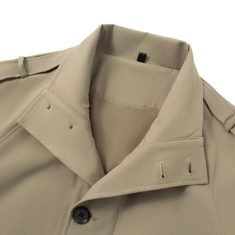 Men's Slim-Fit Windbreaker Long Coat