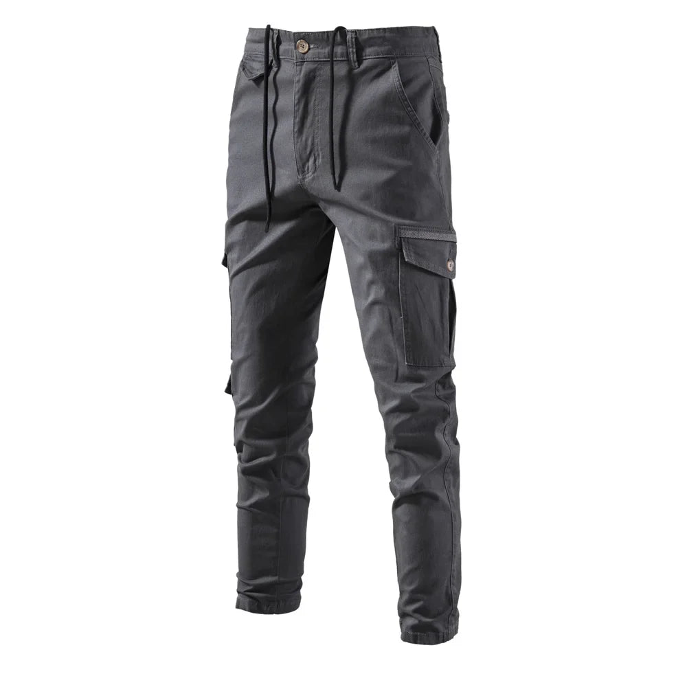 Men's Cotton Cargo Pants with Multi-Pocket Design
