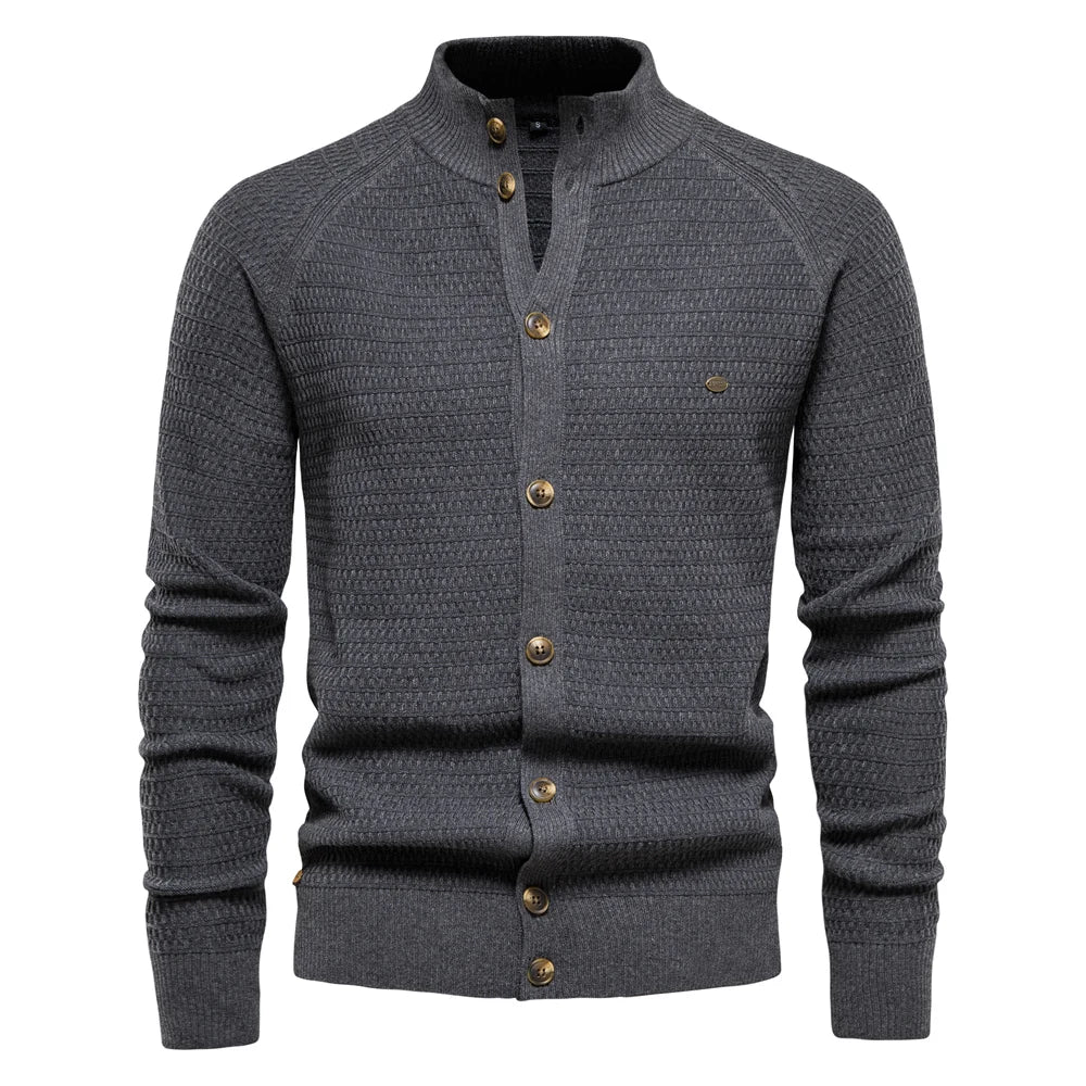 Men's Mock Neck Button Cardigan