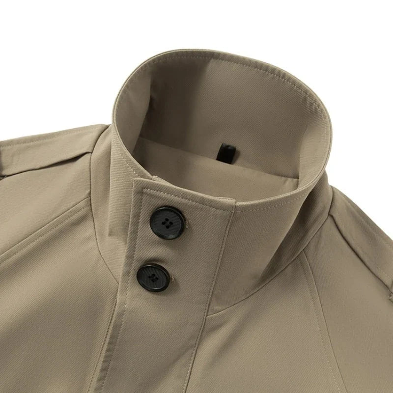 Men's Slim-Fit Windbreaker Long Coat