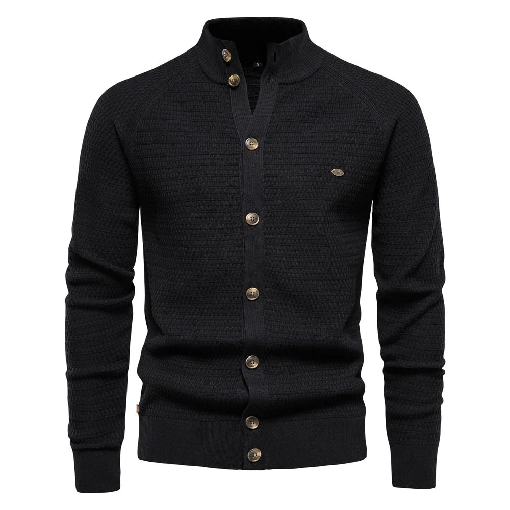 Men's Mock Neck Button Cardigan
