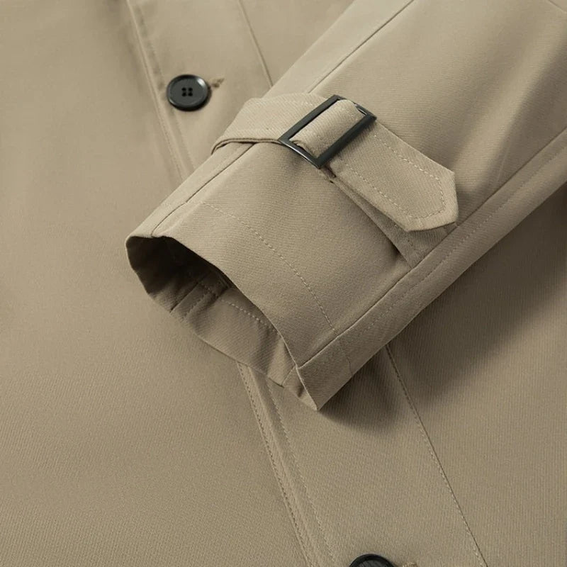 Men's Slim-Fit Windbreaker Long Coat