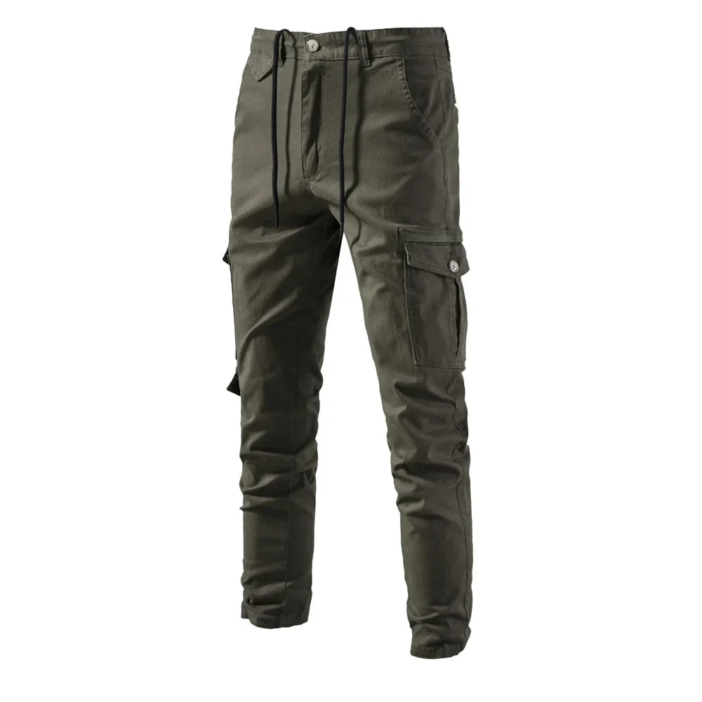 Men's Cotton Cargo Pants with Multi-Pocket Design