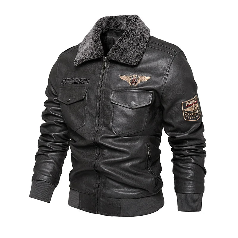 Men's Synthetic Leather Biker Jacket