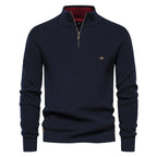 Men's High-Neck Full-Zip Cotton Cardigan