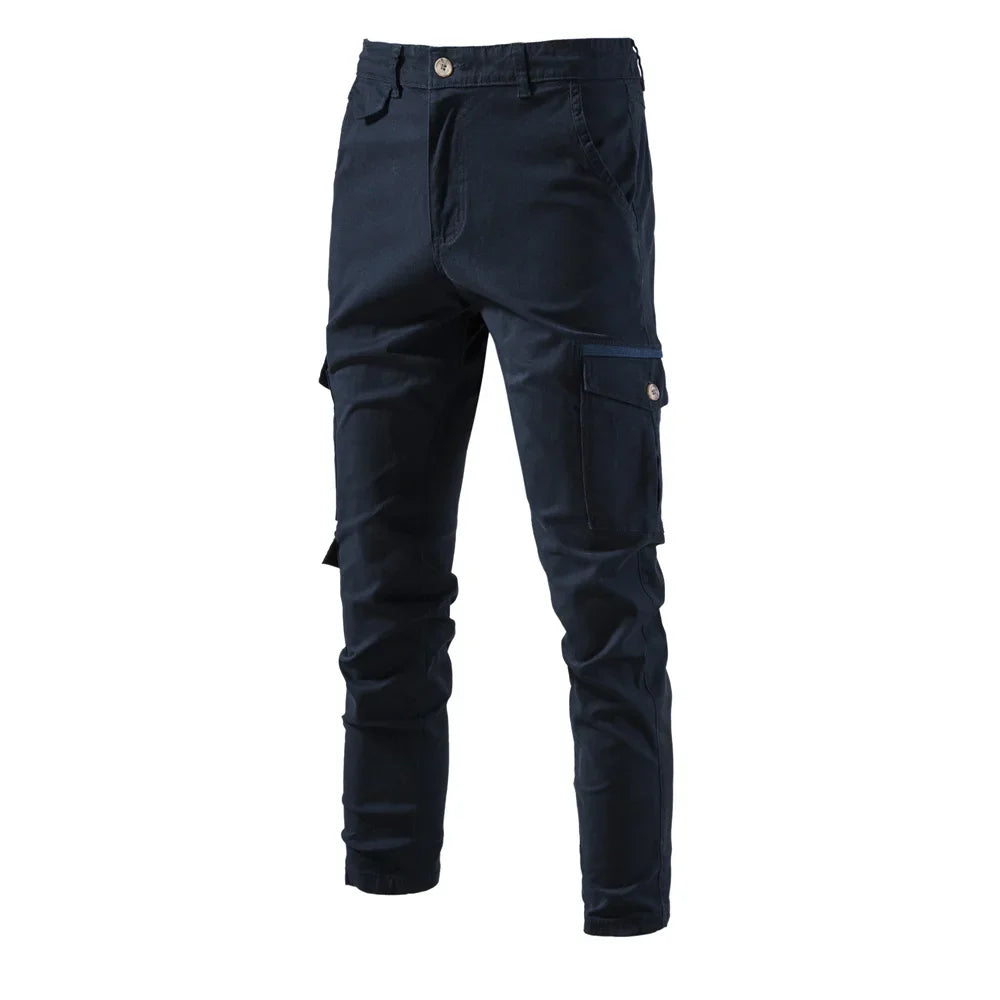 Men's Cotton Cargo Pants with Multi-Pocket Design