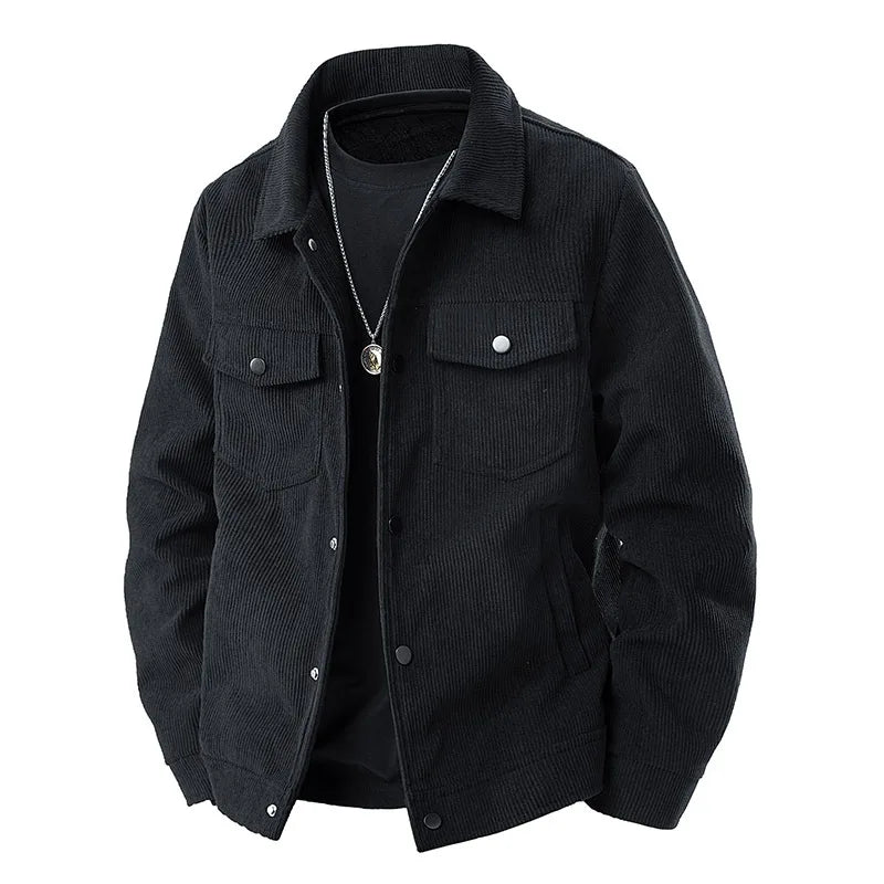 Men's Corduroy Jacket – Loose Fit, Single-Breasted, Winter Outerwear