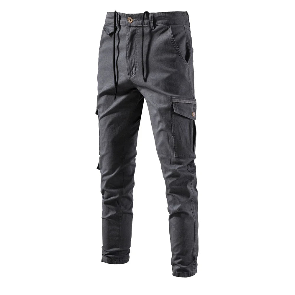 Men's Cotton Cargo Pants with Multi-Pocket Design