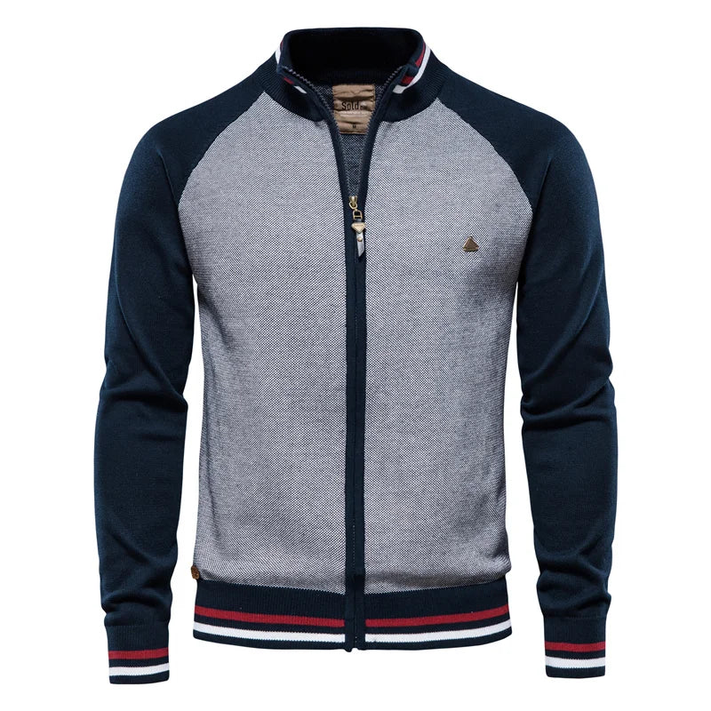 Men's Cotton-Spandex Zip Cardigan