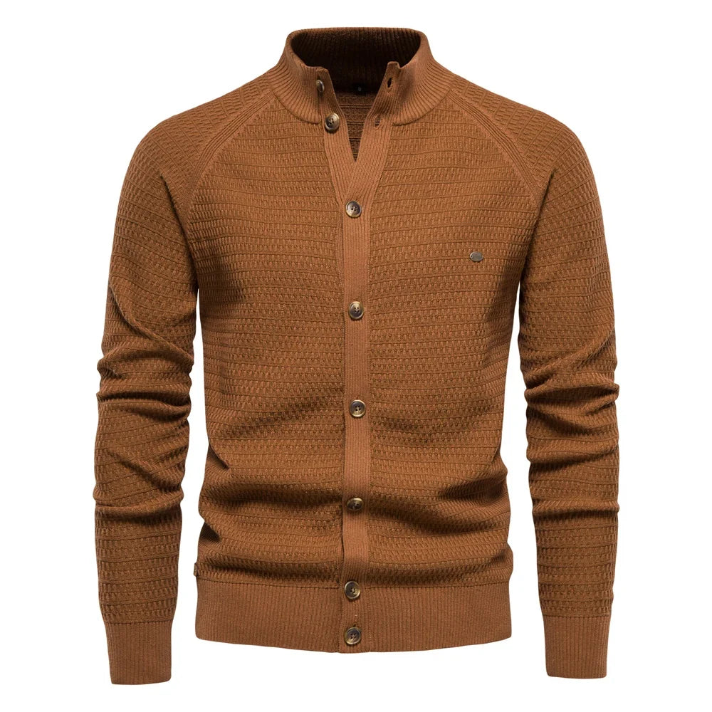 Men's Mock Neck Button Cardigan