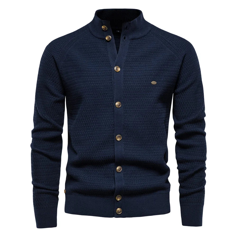 Men's Mock Neck Button Cardigan