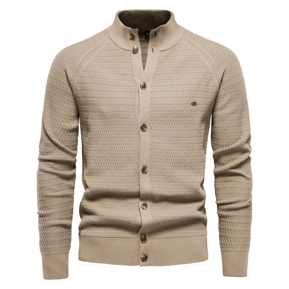 Men's Mock Neck Button Cardigan