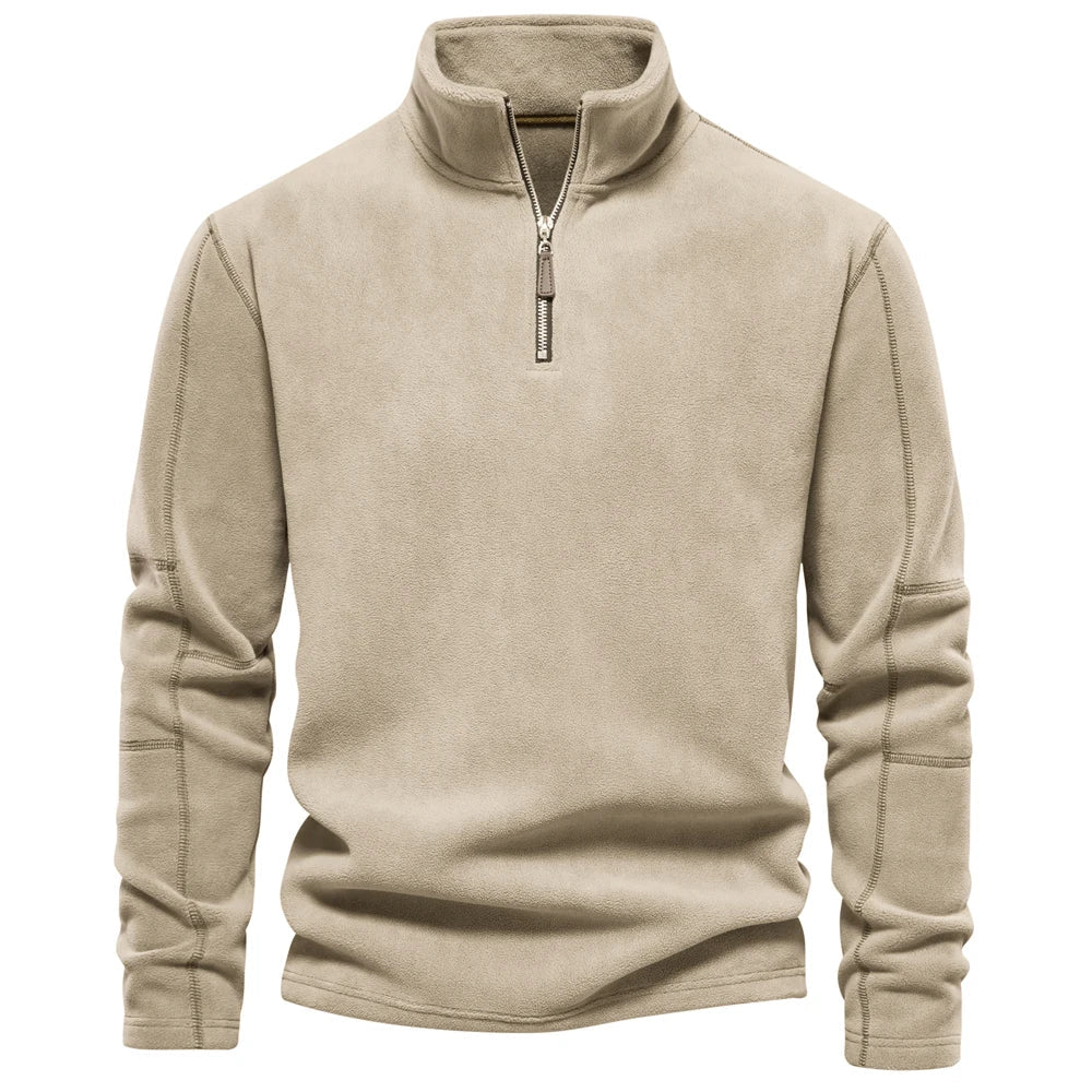Men's Warm Fleece Jacket with Zipper Collar
