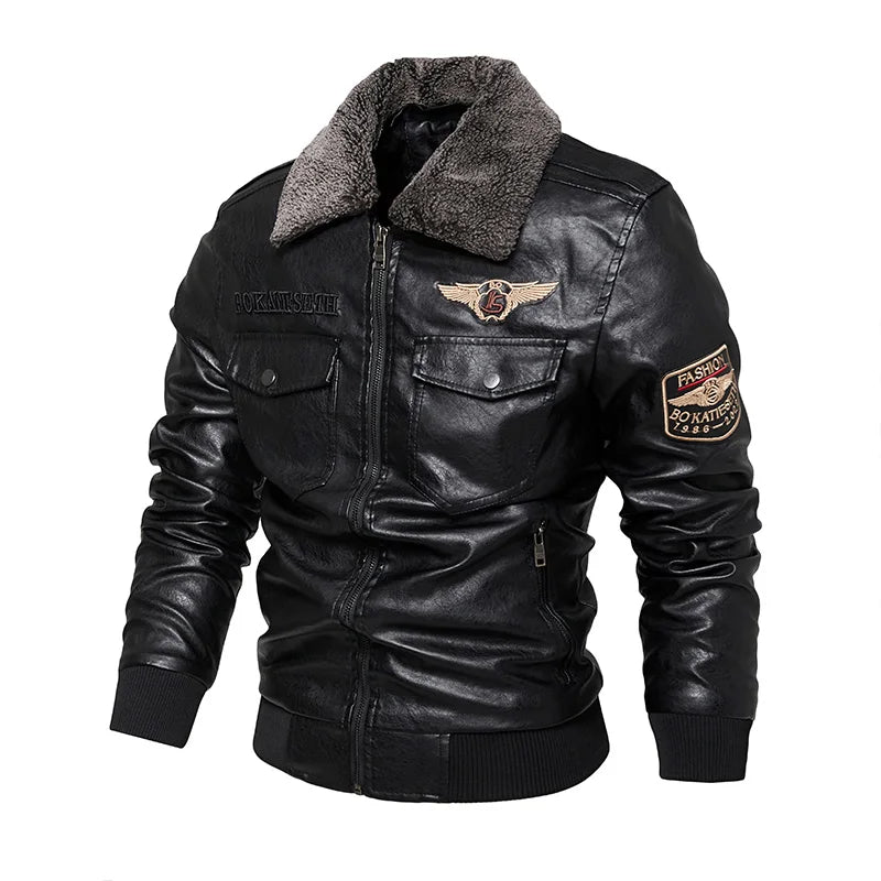Men's Synthetic Leather Biker Jacket