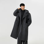 Men's Hooded Double-Breasted Trench Coat