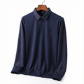 Men's Slim-Fit Long-Sleeve Top with Striped Collar